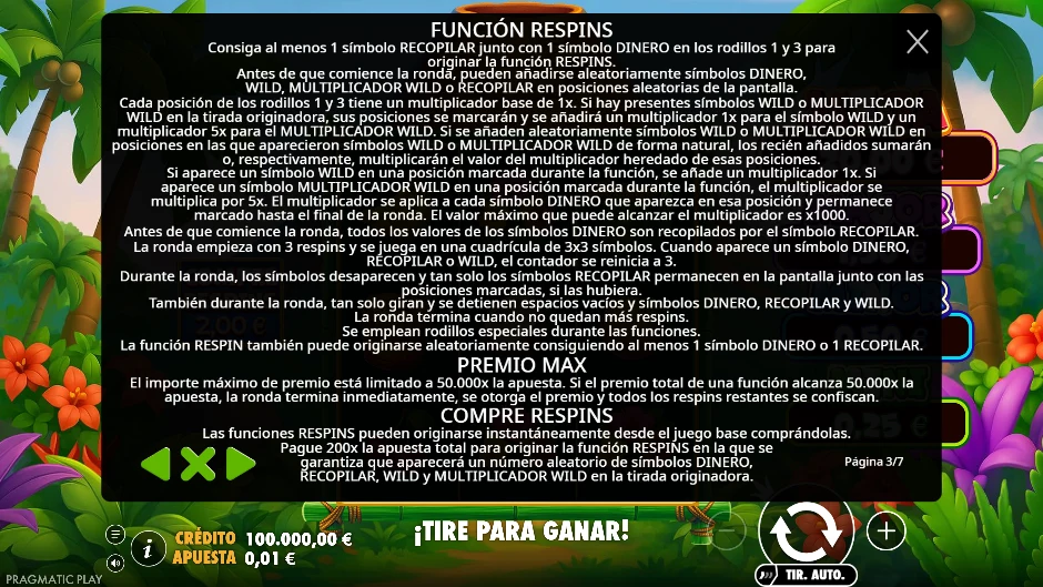 Super Tiki Strike — función de respins